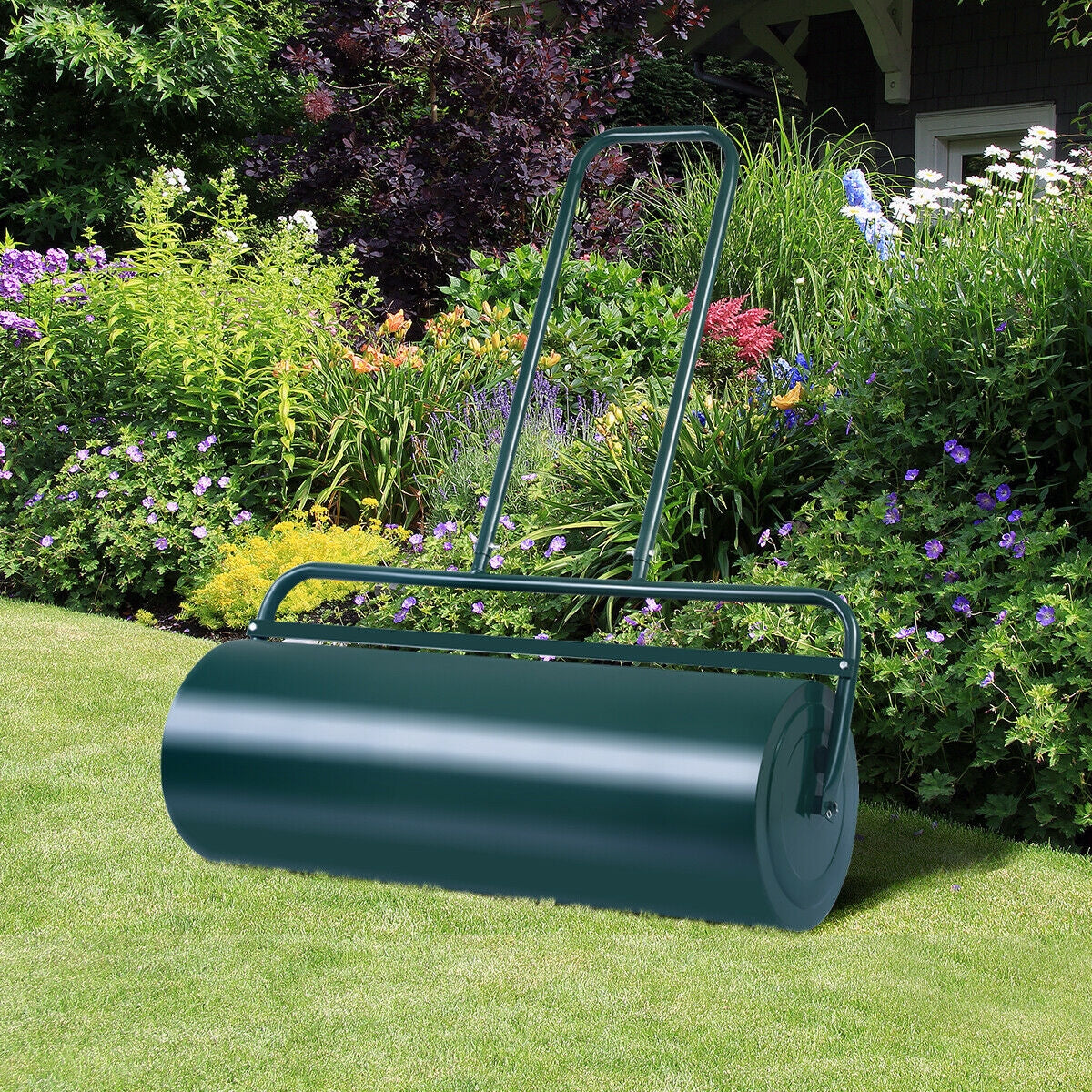 24 x 13 Inch Heavy-Duty Push Lawn Roller, Green