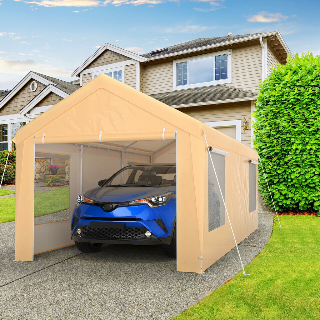 10 x 20 Feet Portable Heavy-Duty Carport with Removable Sidewalls