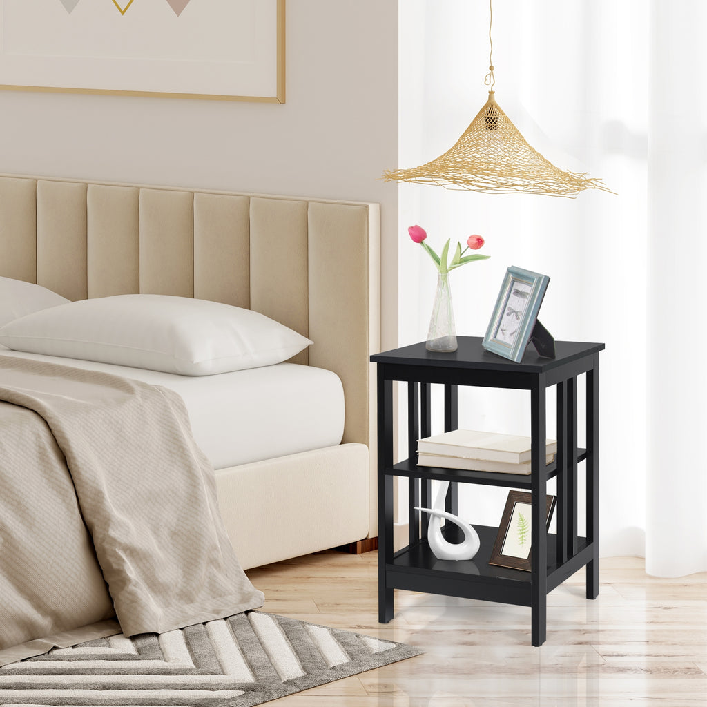 3-Tier Nightstand Sofa Side Table - Black