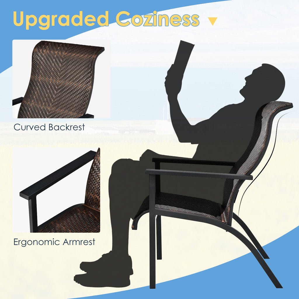 3-Piece Patio Bistro Set with High Backrest - Brown