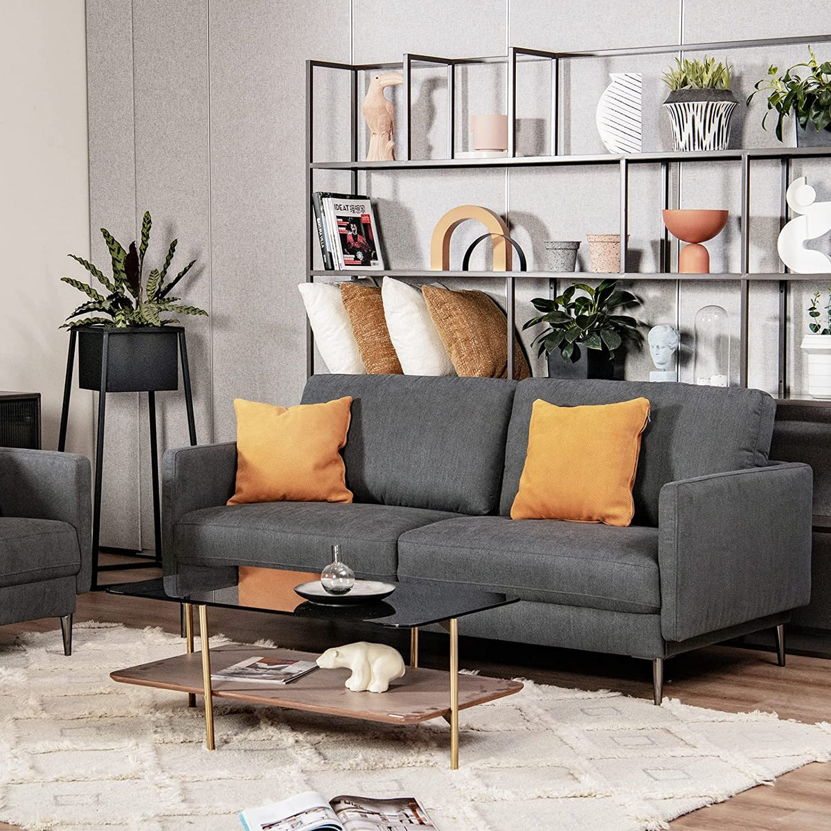 Modern Loveseat with Cushions - Gray