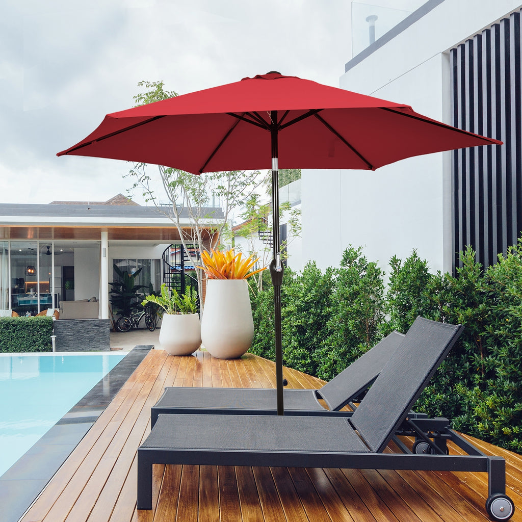 10 x 8.2 Ft Patio Umbrella with Tilt & Crank - Dark Red