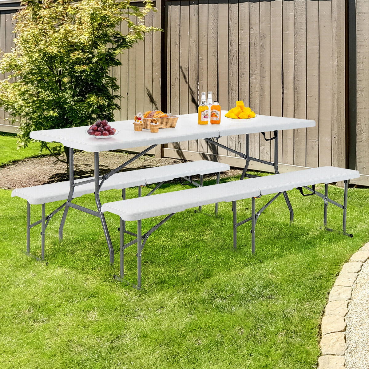 6 Feet Portable Picnic Folding Bench 550 lbs Limited with Carrying