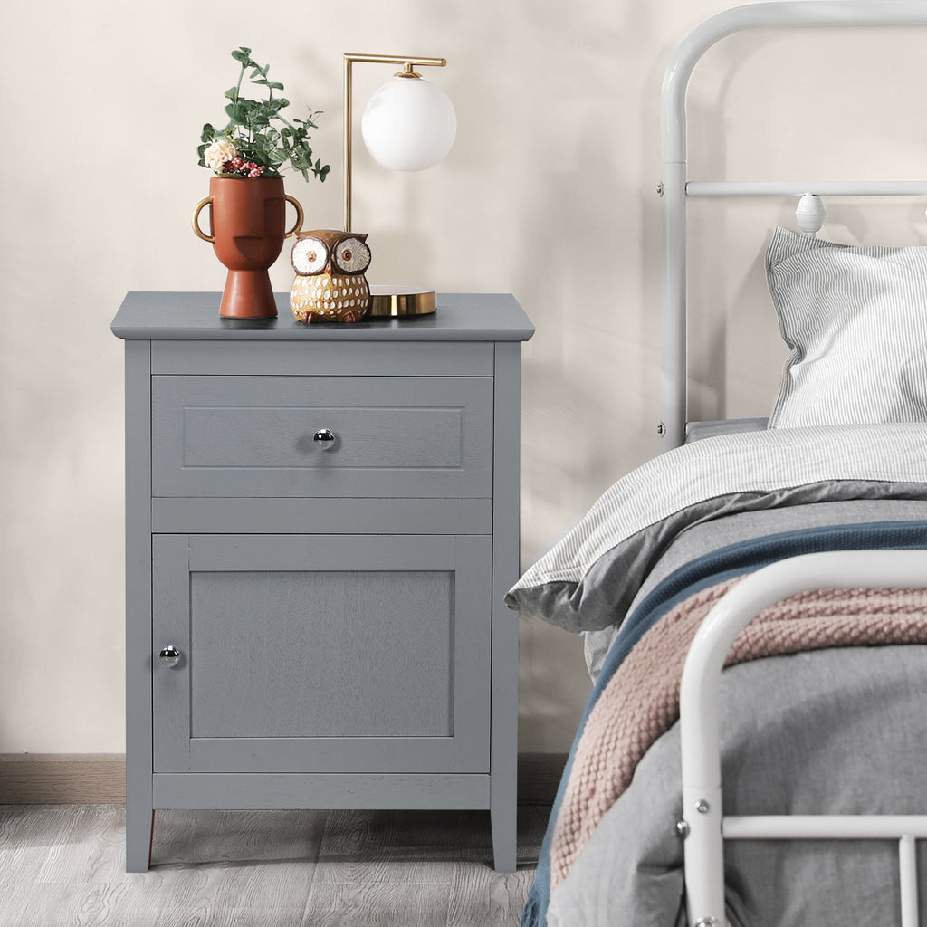 2-Tier Accent Table with Storage, Gray