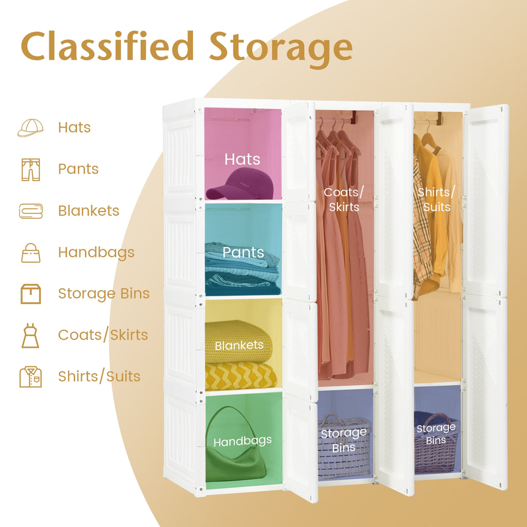 Foldable Closet Organizer with 8 Cubbies & 2 Rods