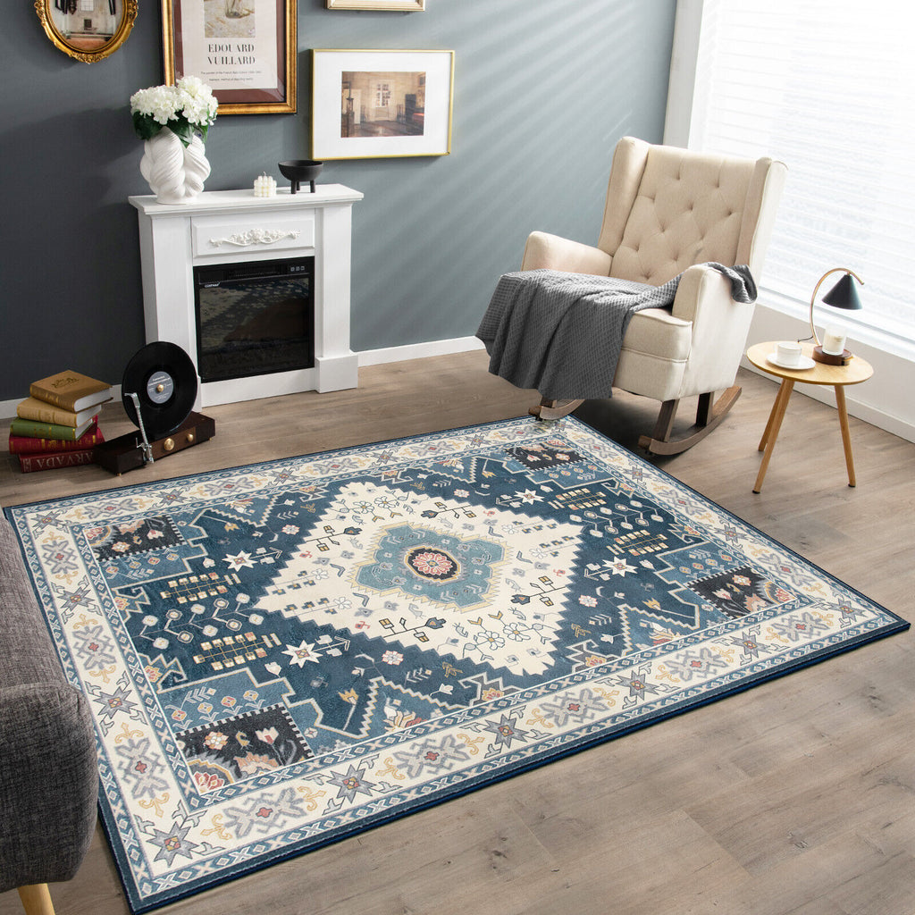 Faux Wool Area Rug Doormat - Waterproof Non-Slip Floor Cover for Living Room, Bedroom, Kitchen, 0.4 Inch Thick - Variation S
