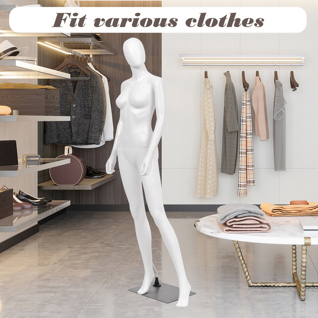Full Body Female Mannequin with Metal Stand - 70 Inch, Straight Arms Variation