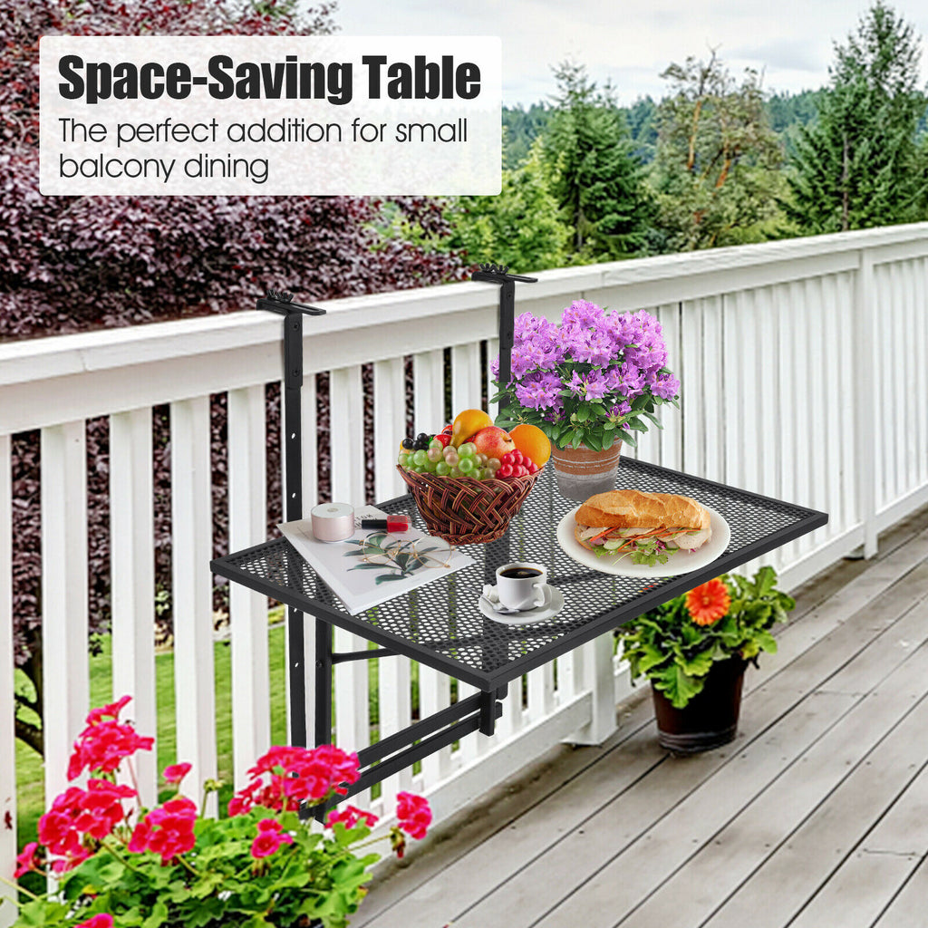 Metal Folding Railing Table - 5-Level Adjustable Heights