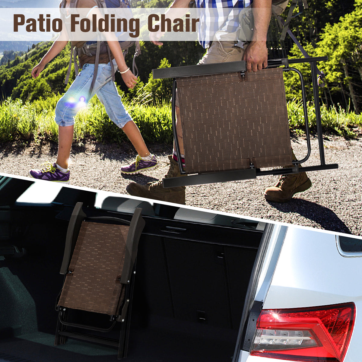4-Piece Folding Dining Chairs with Adjustable Sling Back