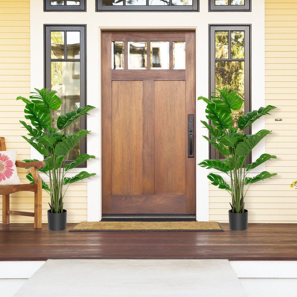Artificial Monstera Tree Set 2 Pieces - 5 Feet Tall Indoor Outdoor Faux Plants