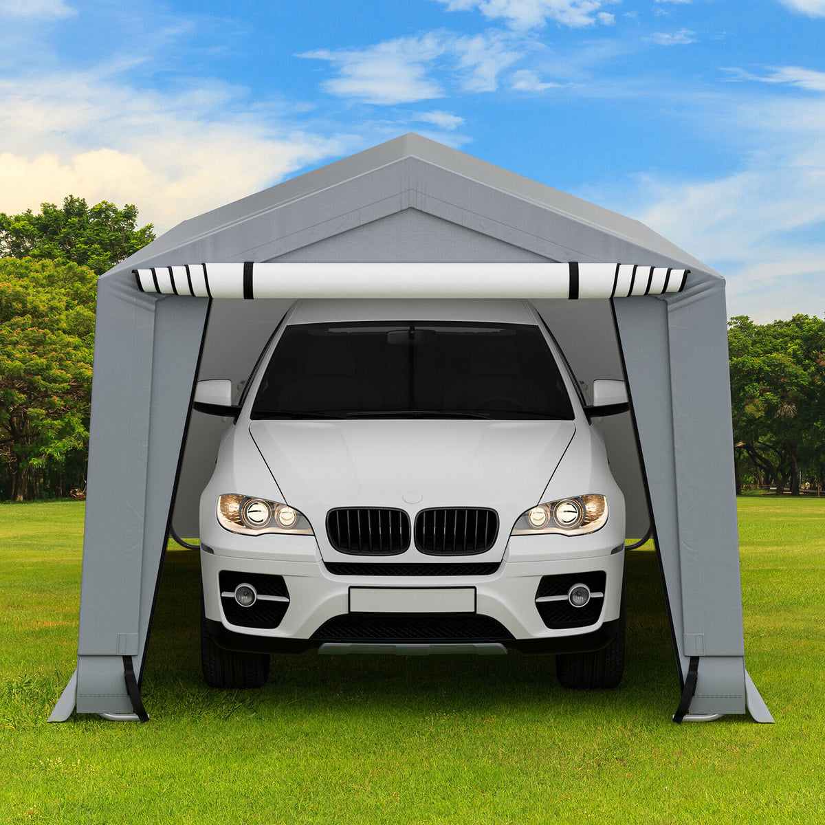 10 x 16/10 20 Feet Outdoor Heavy-Duty Carport with 2 Doors