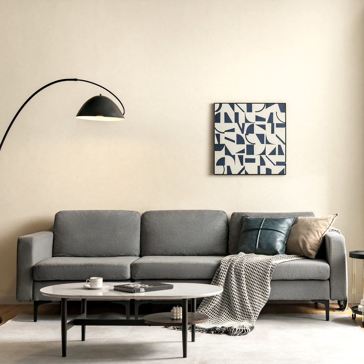 3-Seat L-Shaped Sectional Sofa with Reversible Chaise and USB Ports - Dark Gray
