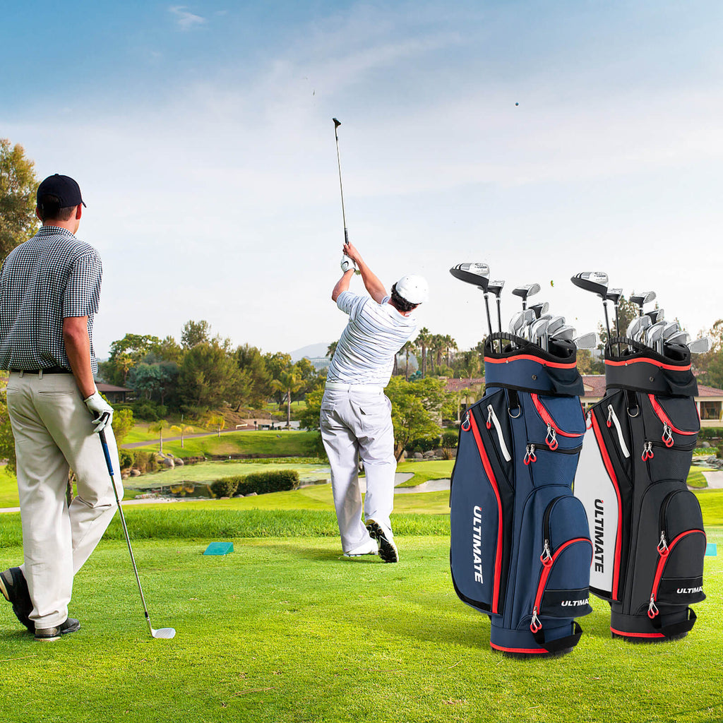 Golf Cart Bag with 14-Way Dividers Top Organizer - Black, 9.5 Inch