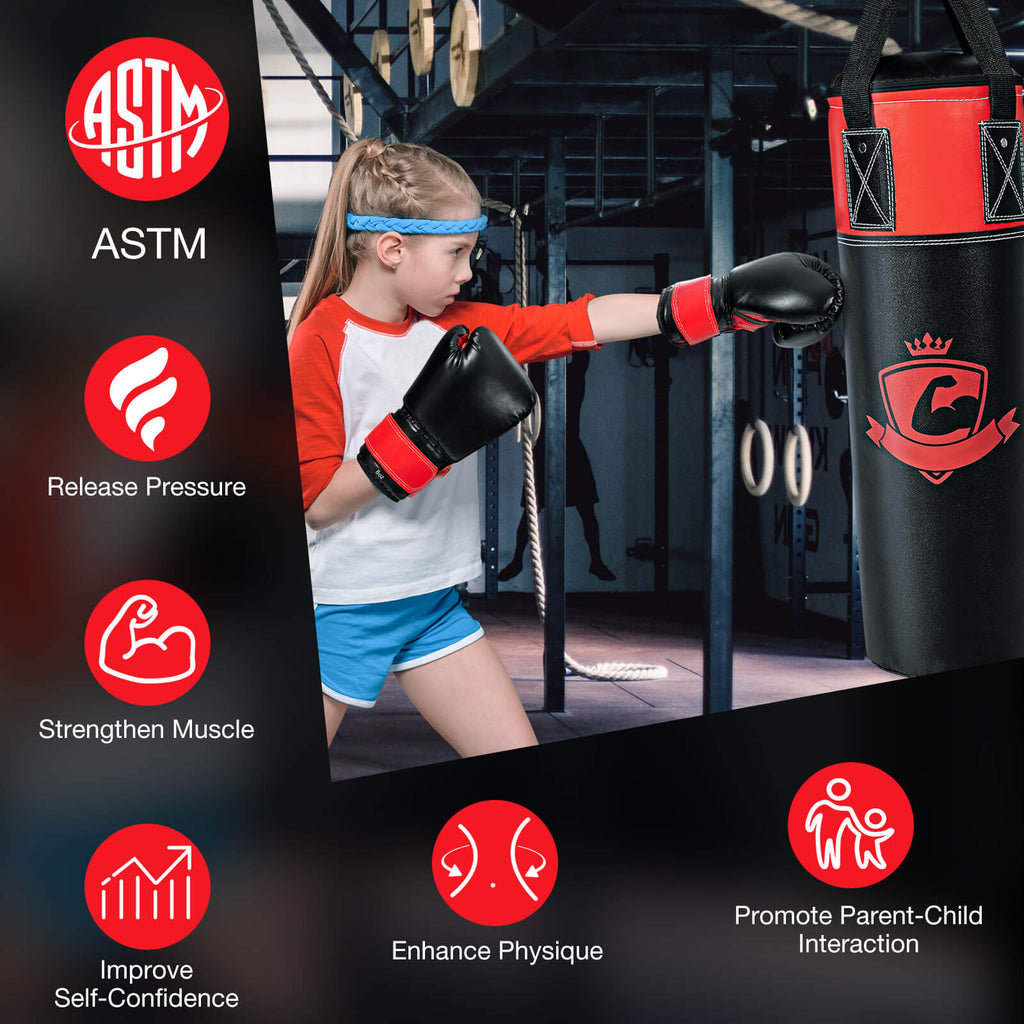 Kids Hanging Punching Bag Set with Gloves - 11 Pounds Black Variation of THIS listing