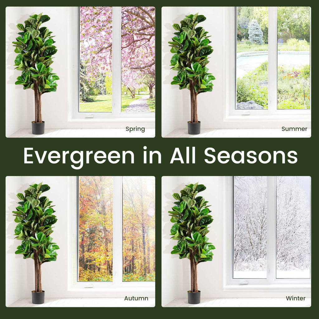 5 Feet Artificial Fiddle Leaf Fig Tree - Decorative Indoor Plant with Pot