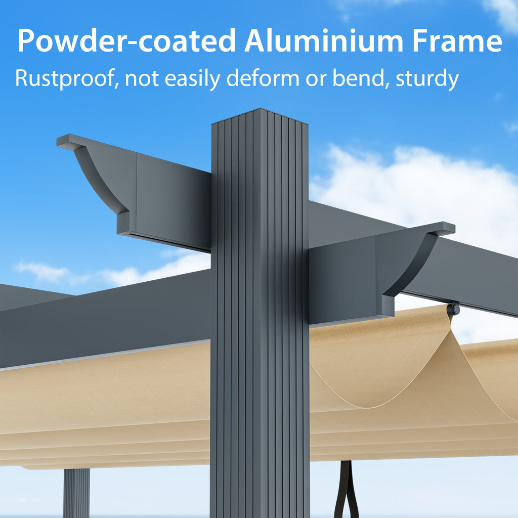 10' x 13' Outdoor Aluminum Retractable Pergola Canopy - Beige