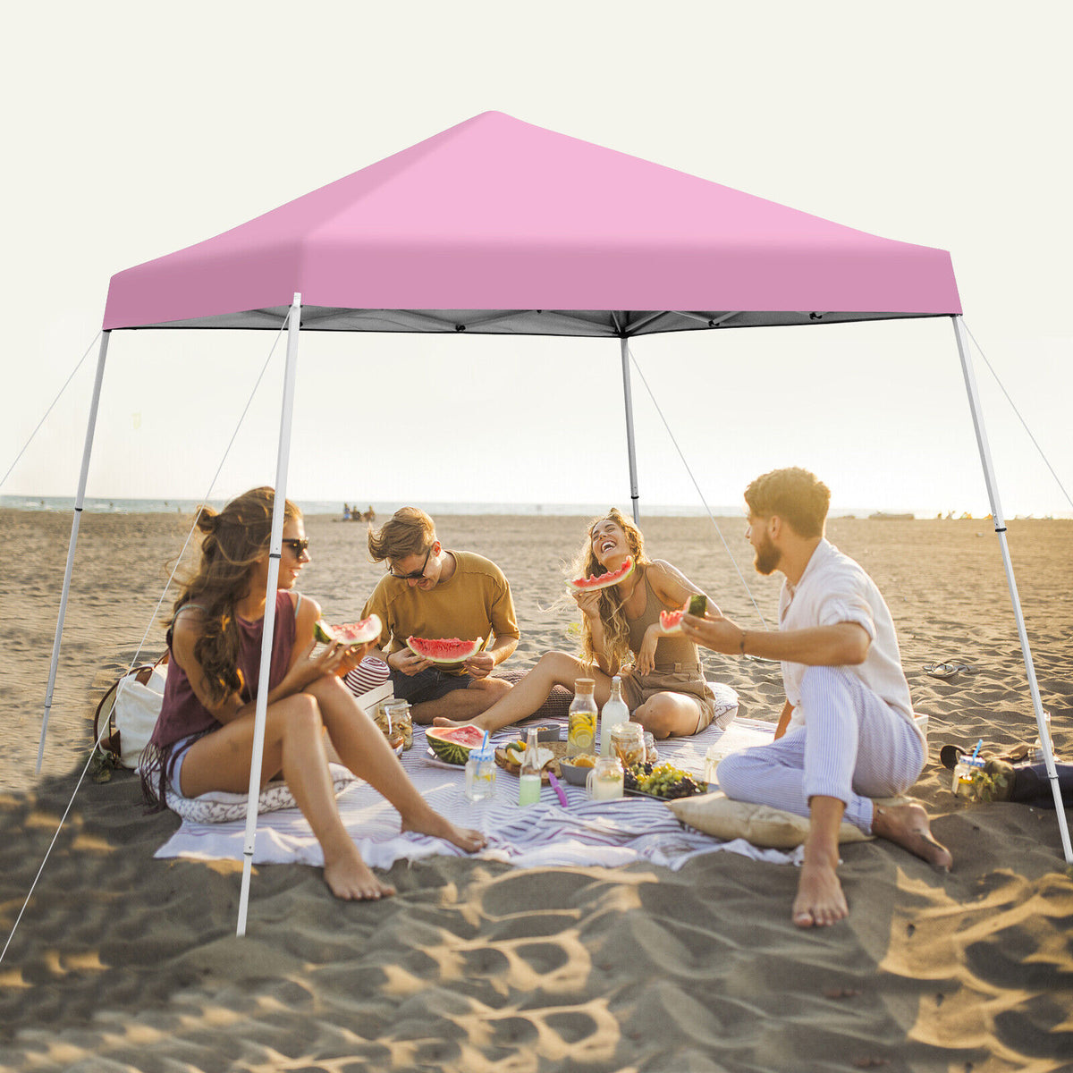 10 x 10 Feet Outdoor Pop-Up Canopy with Carrying Bag - Pink