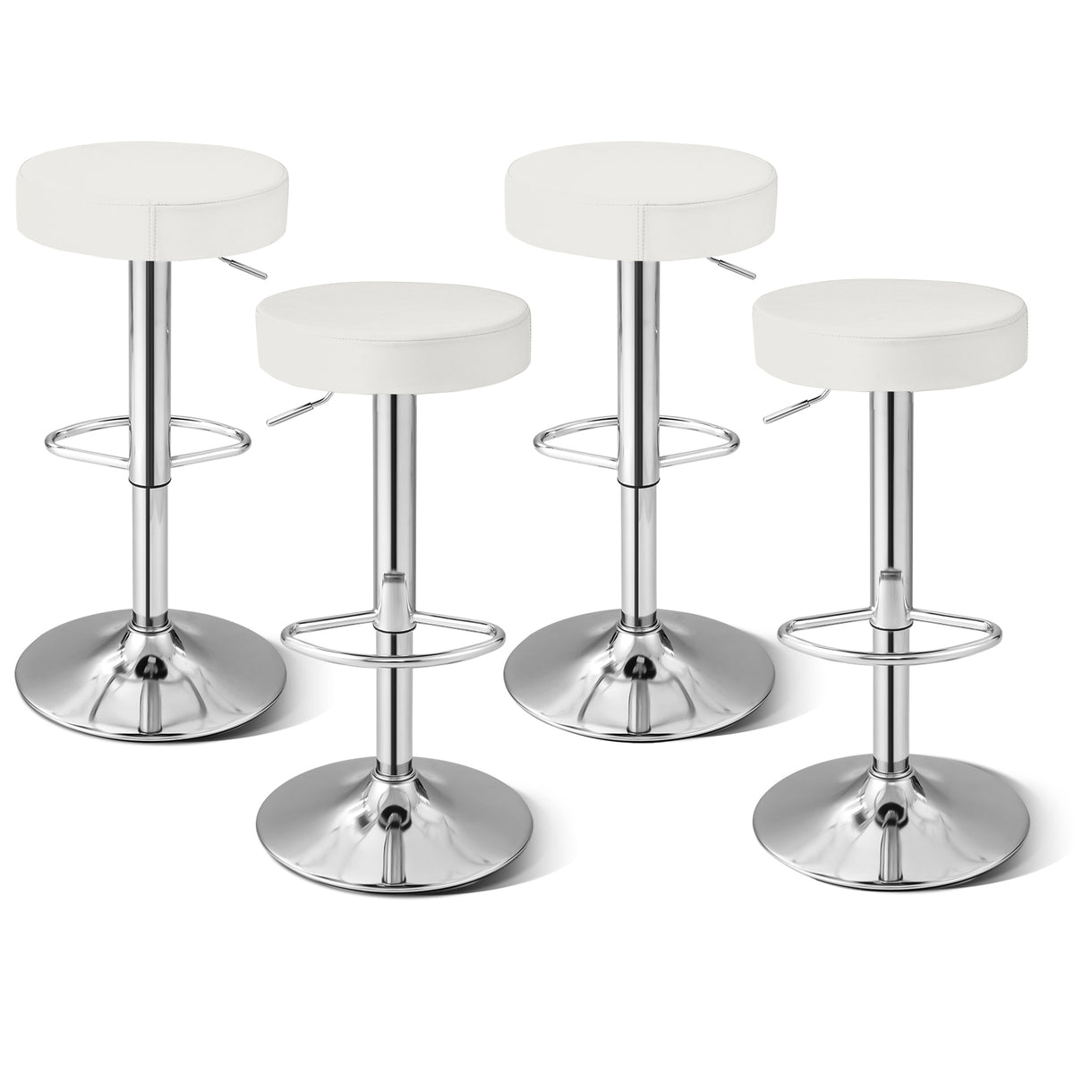 Adjustable Swivel Bar Stools Set of 2 - White