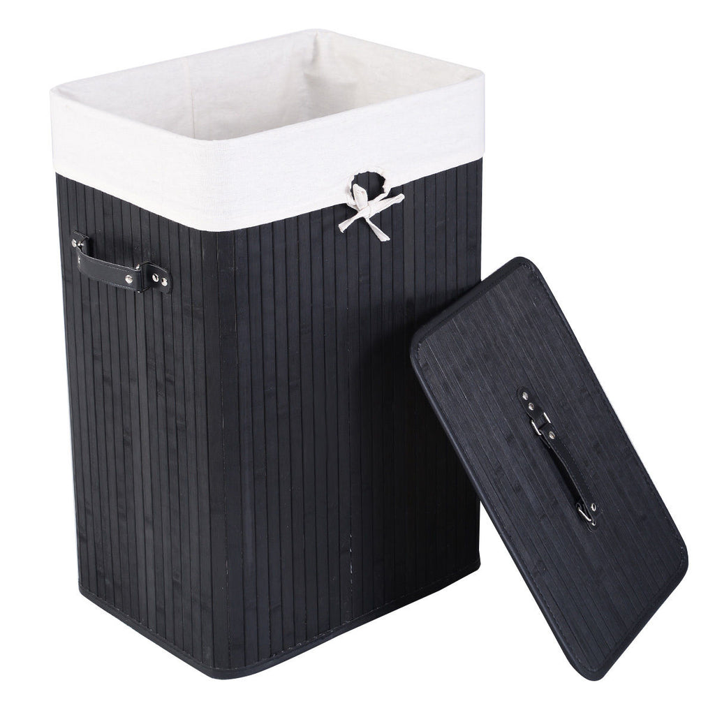 19 Gal Rectangle Laundry Basket Bamboo Clothes Hamper with Handles