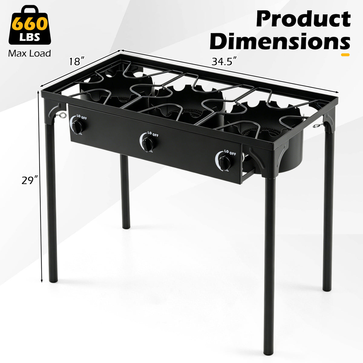 3 Burner Propane Stove 240000 BTU with Adjustable Regulator & Hose