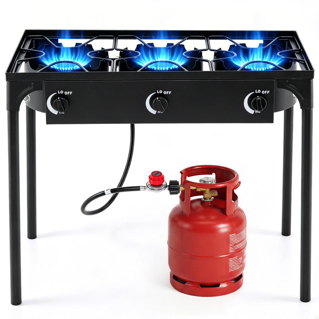 3 Burner Propane Stove 240000 BTU with Adjustable Regulator & Hose