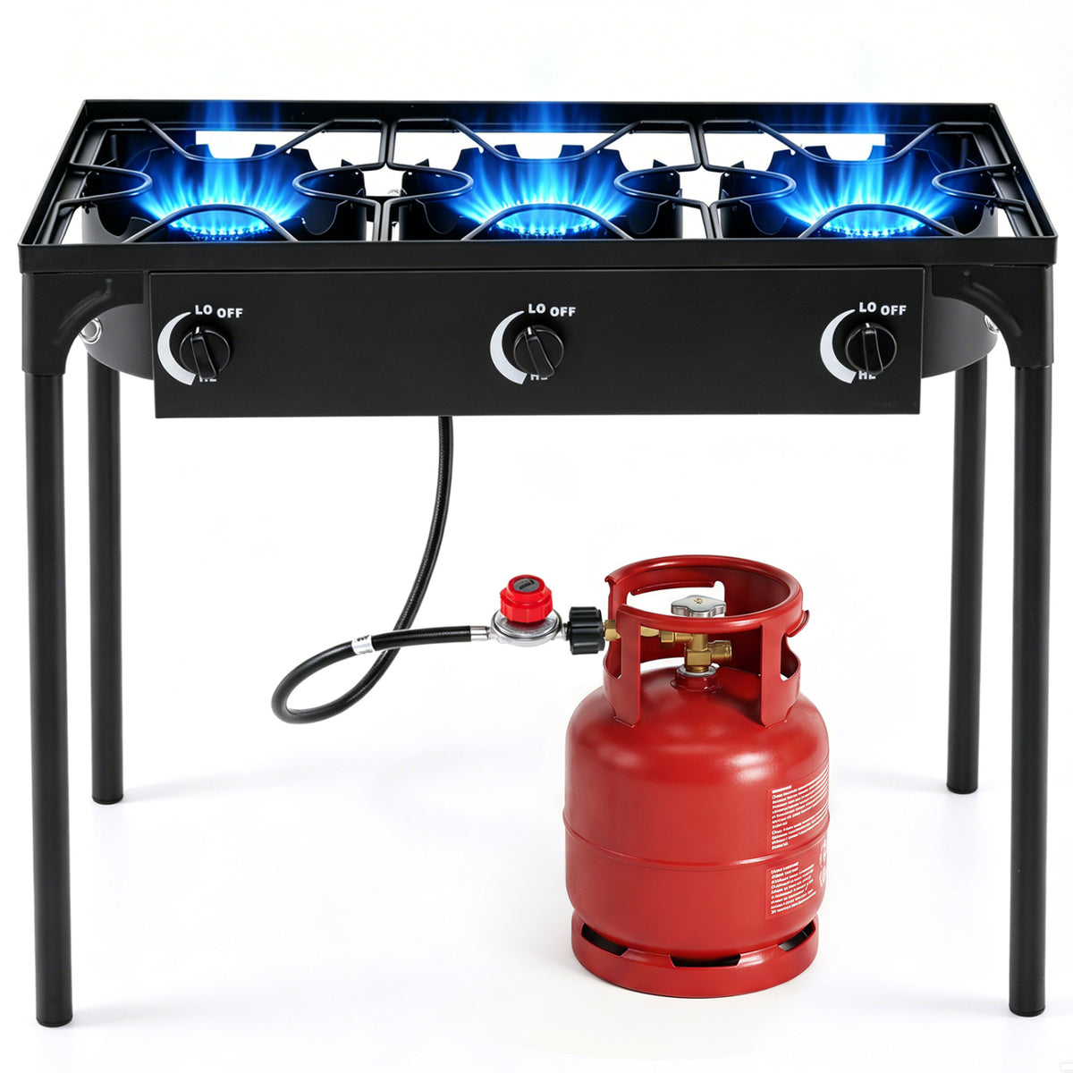 3 Burner Propane Stove 240000 BTU with Adjustable Regulator & Hose