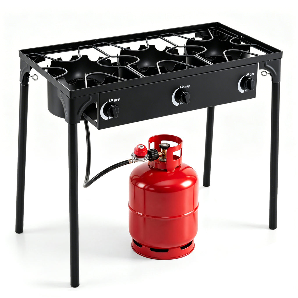 3 Burner Propane Stove 240000 BTU with Adjustable Regulator & Hose