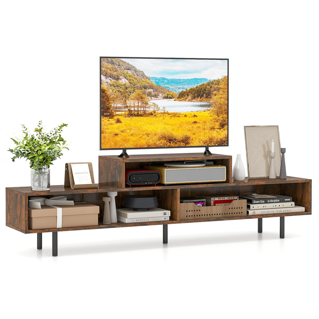 3 Cubby TV Stand for TVs up to 70 Inch - Rustic Brown