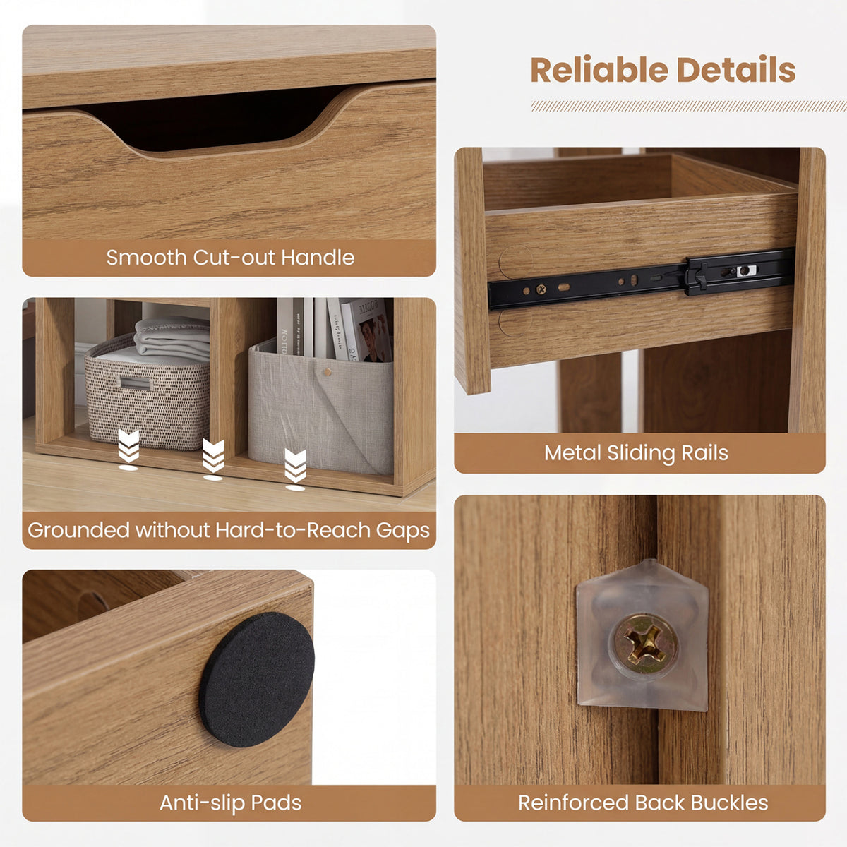 3-Cube Bookcase 2-tier Wooden Storage Shelf with Pull-out Drawer