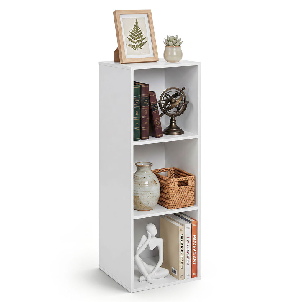 3-Cube Bookcase with 2 Anti-tipping Kits and Cubby Storage Organizer