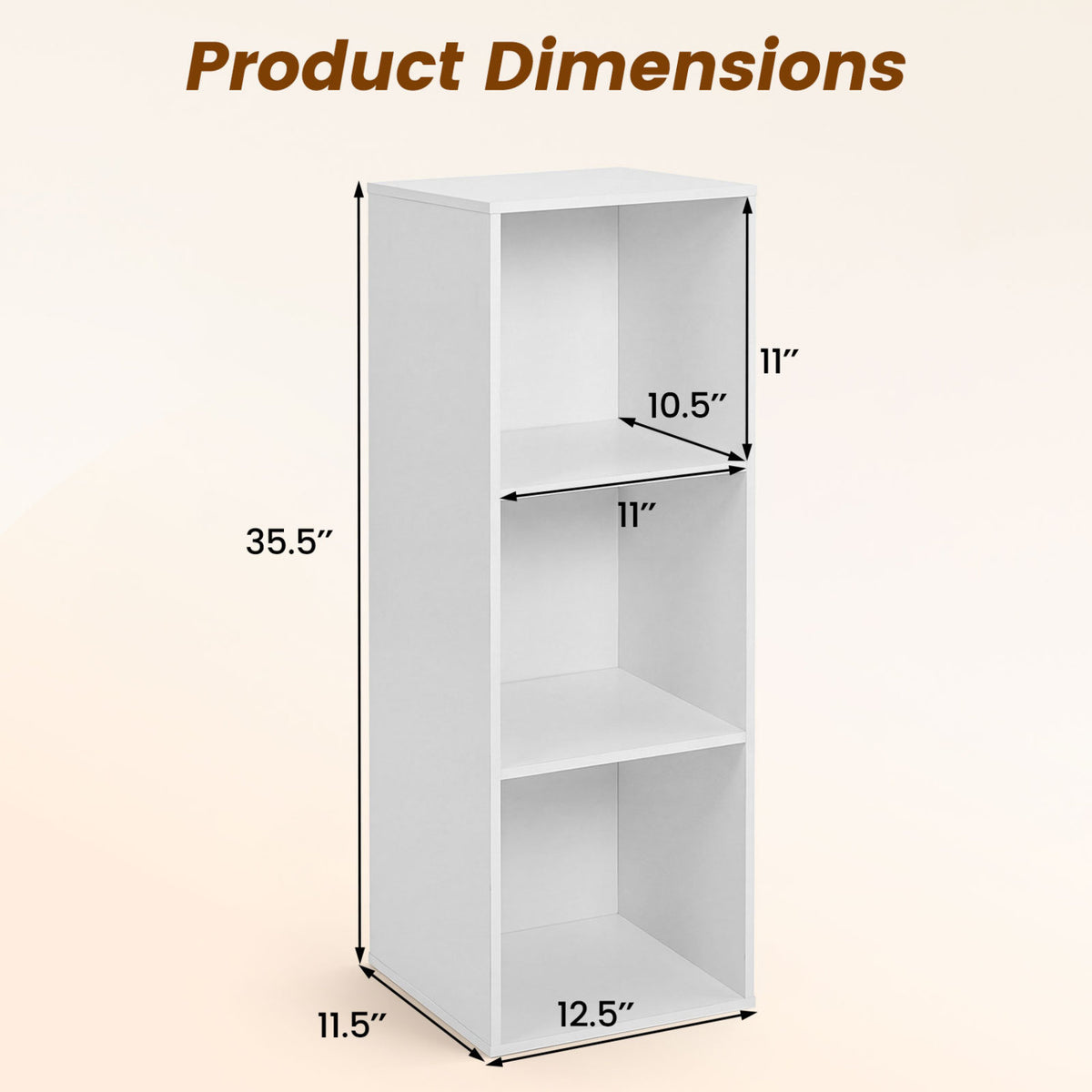 3-Cube Bookcase with 2 Anti-tipping Kits and Cubby Storage Organizer