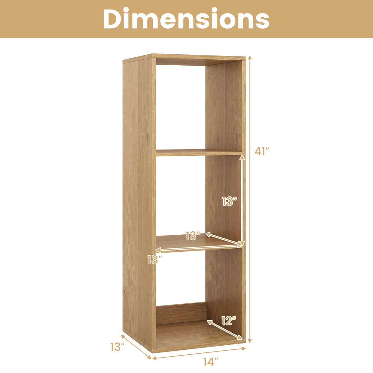 3-Cube Bookshelf - Natural Wood Grain