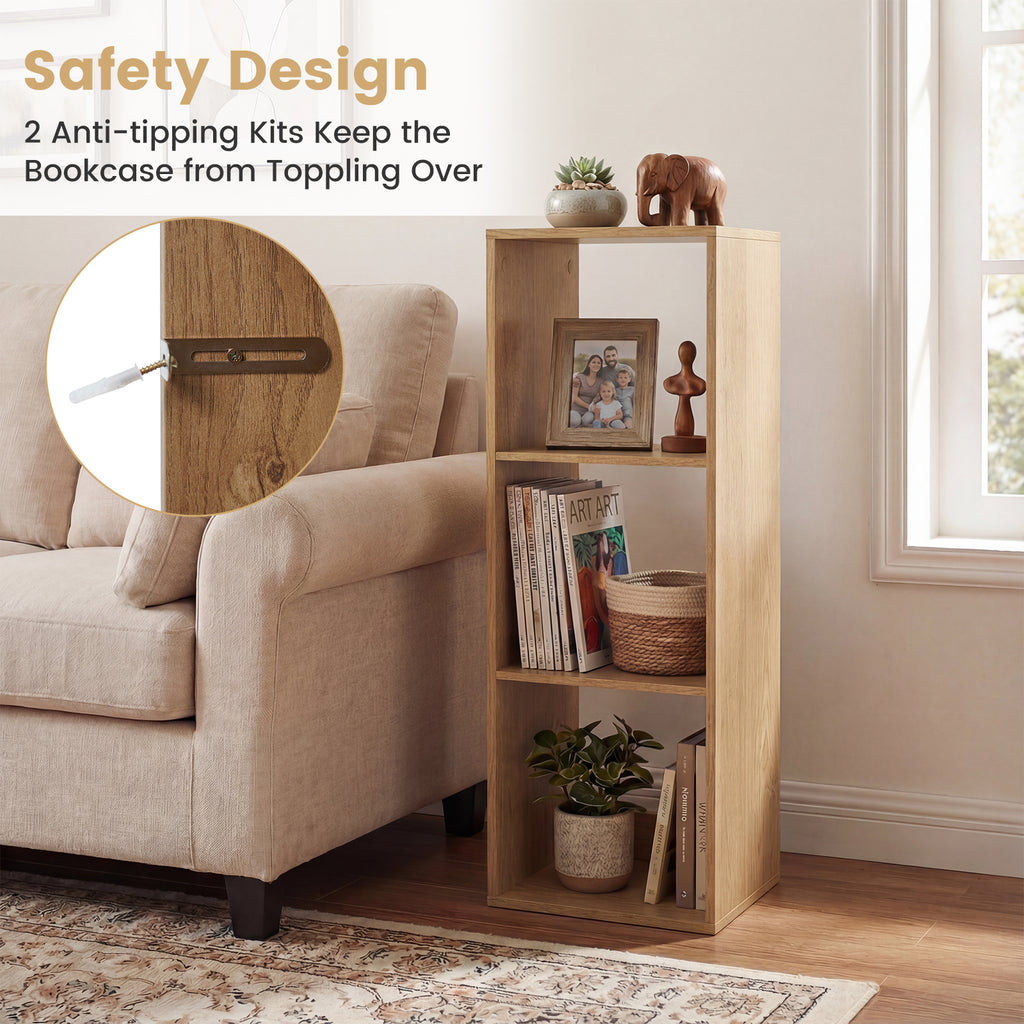 3-Cube Bookshelf - Natural Wood Grain
