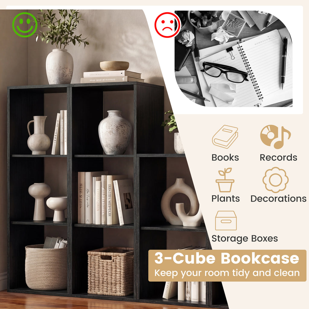 3 Cube Bookshelf - Black