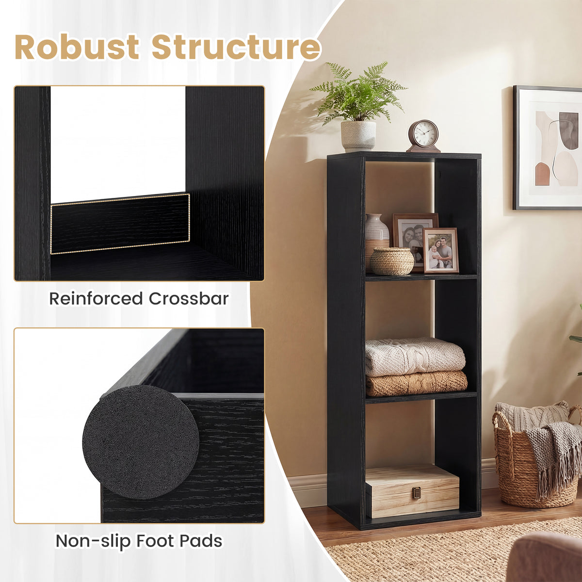 3 Cube Bookshelf - Black