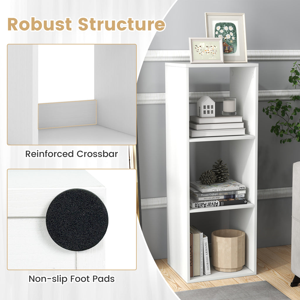 3 Cube Bookshelf with Back Guardrail for Living Room Bedroom