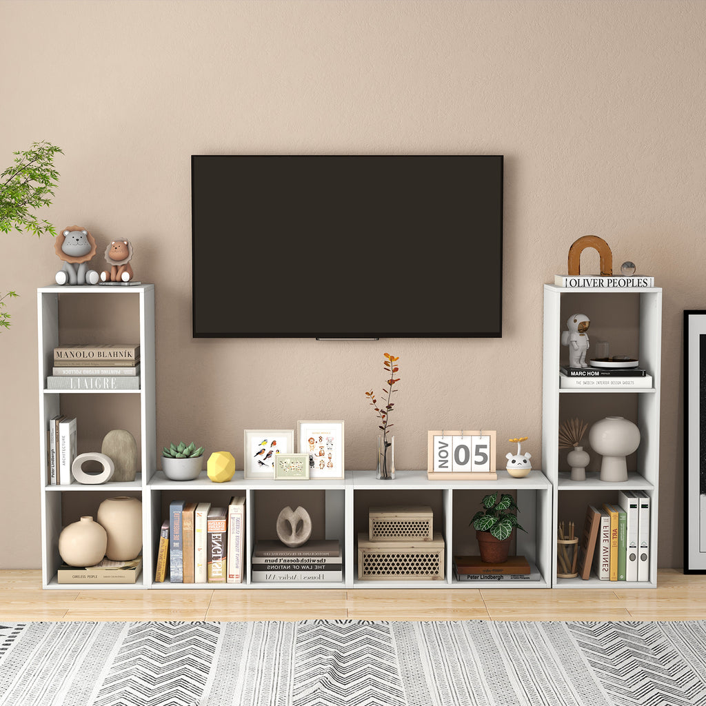 3 Cube Bookshelf with Back Guardrail - White
