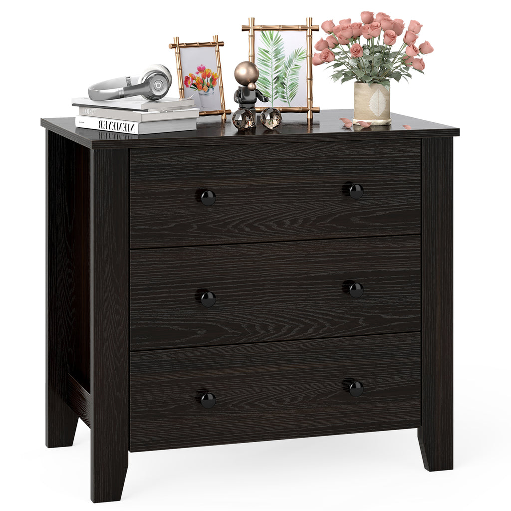 3-Drawer Dresser, Dark Brown – Wide Storage Chest