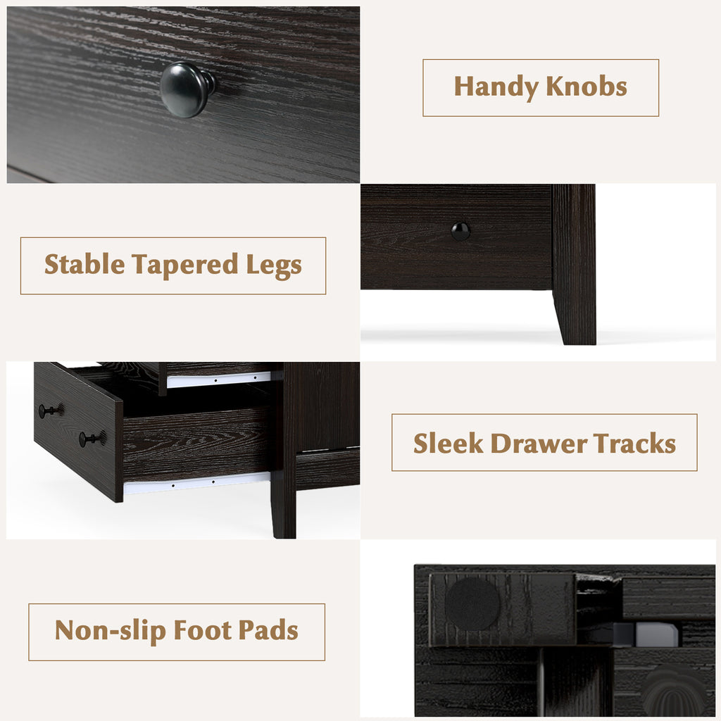 3-Drawer Dresser, Dark Brown – Wide Storage Chest