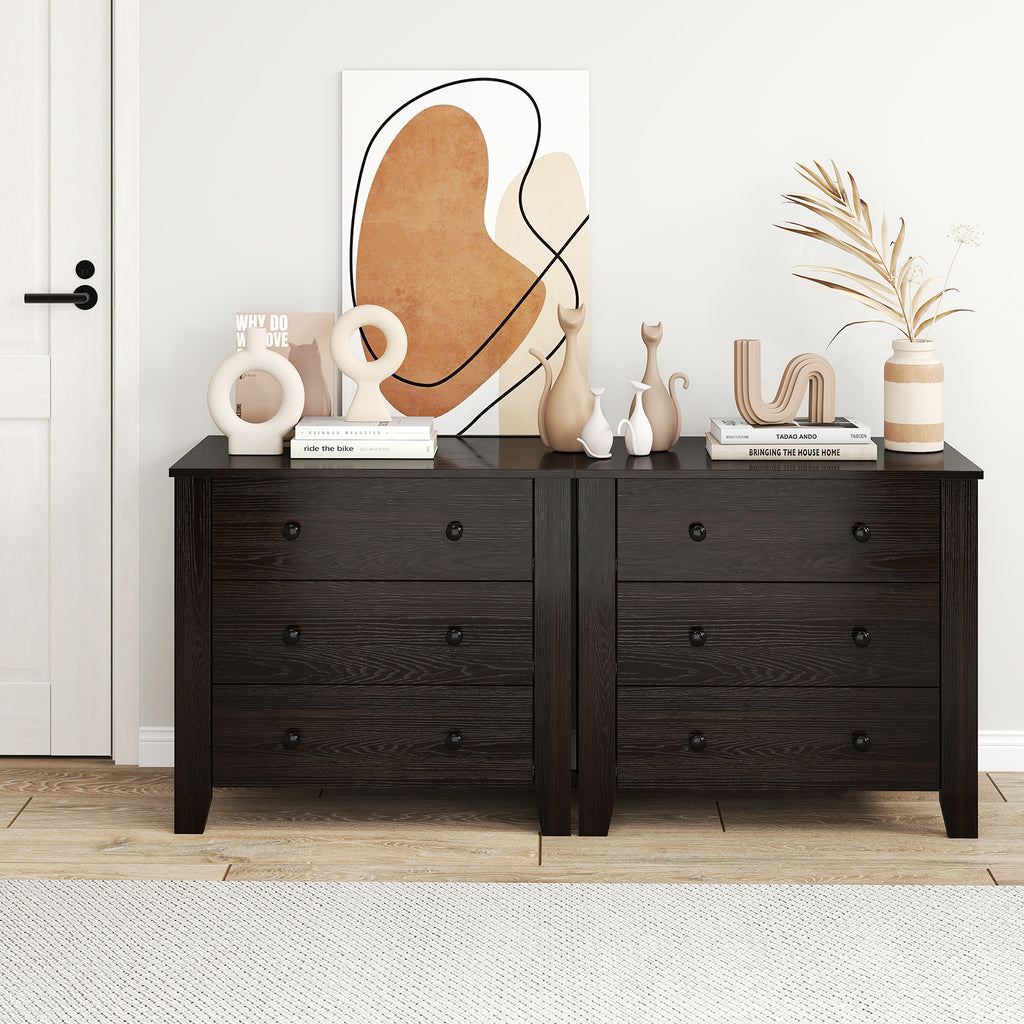 3-Drawer Dresser, Dark Brown – Wide Storage Chest