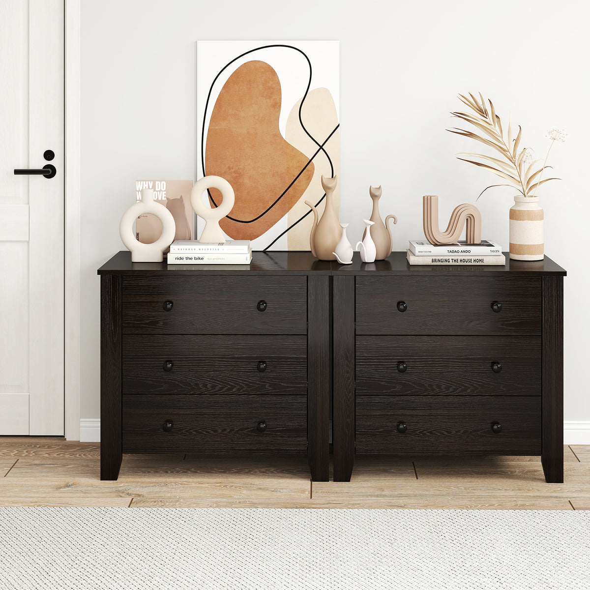 3-Drawer Dresser, Dark Brown – Wide Storage Chest