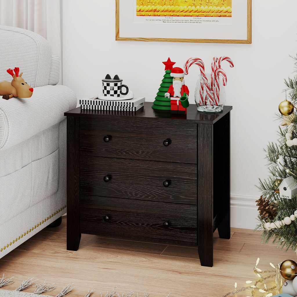 3-Drawer Dresser, Dark Brown – Wide Storage Chest