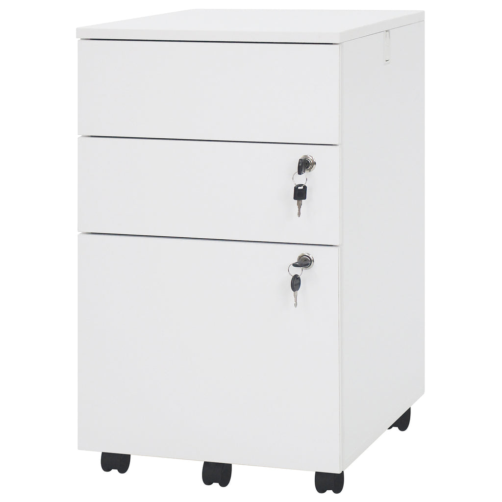 3-Drawer Rolling File Cabinet with Lock - Black