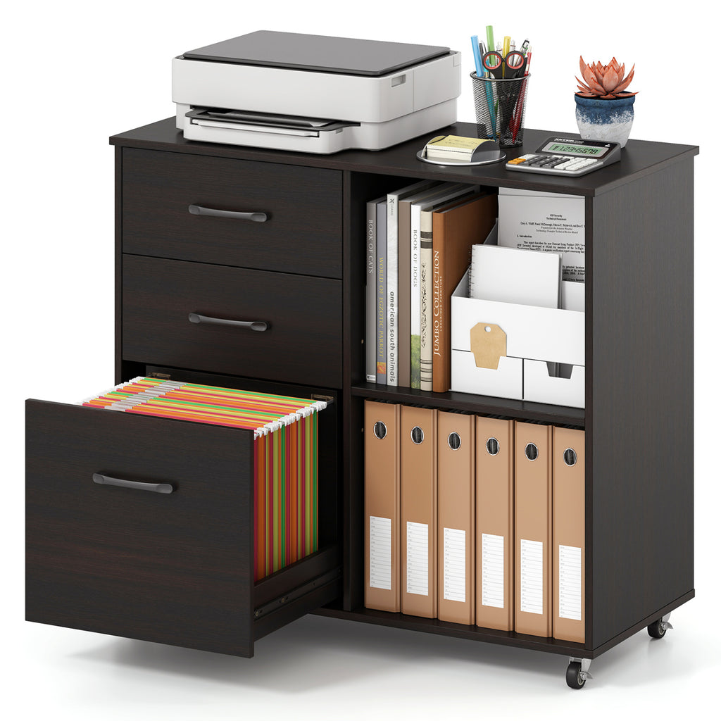 Drawer Mobile File Cabinet Rolling Printer Stand with Open Storage