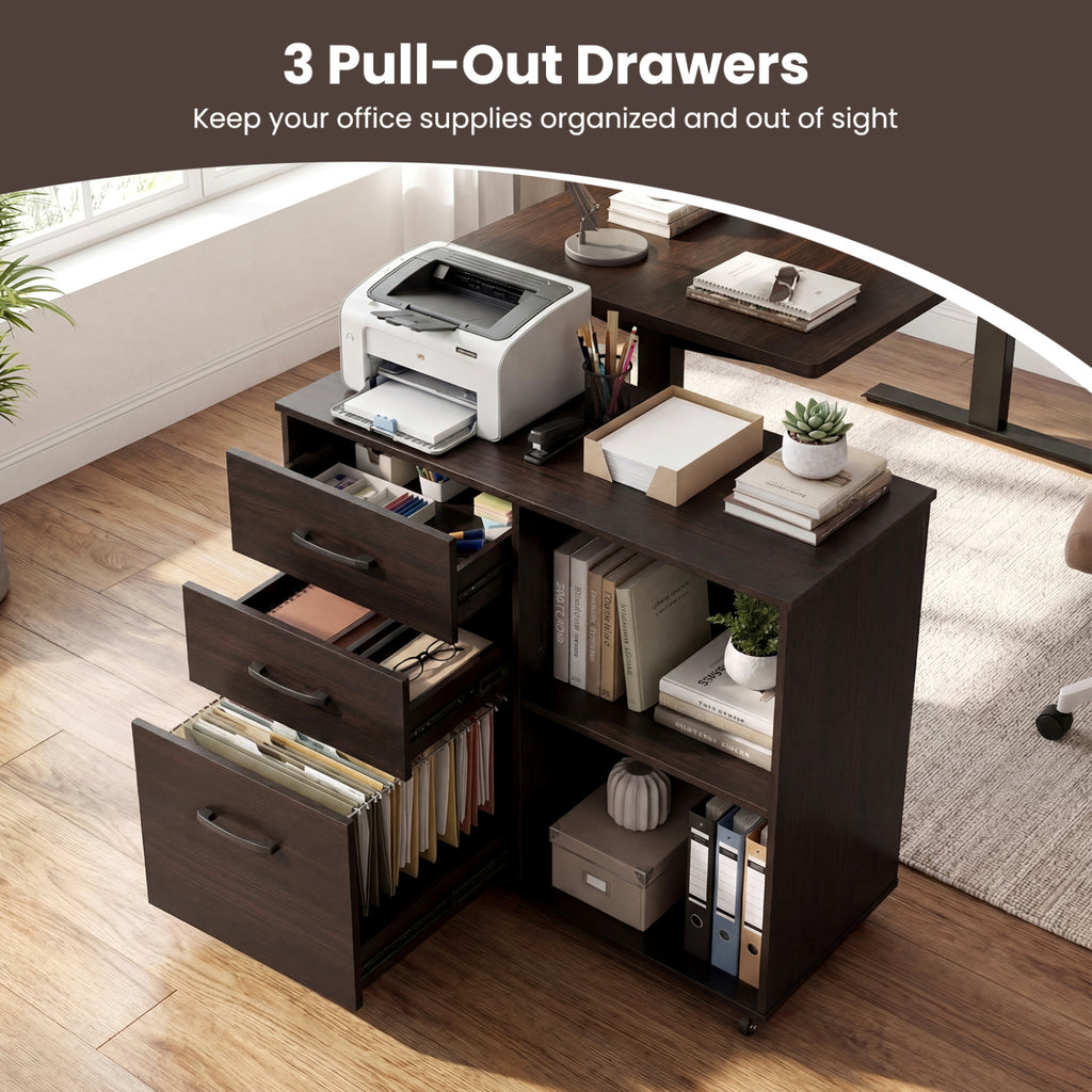 Drawer Mobile File Cabinet Rolling Printer Stand with Open Storage