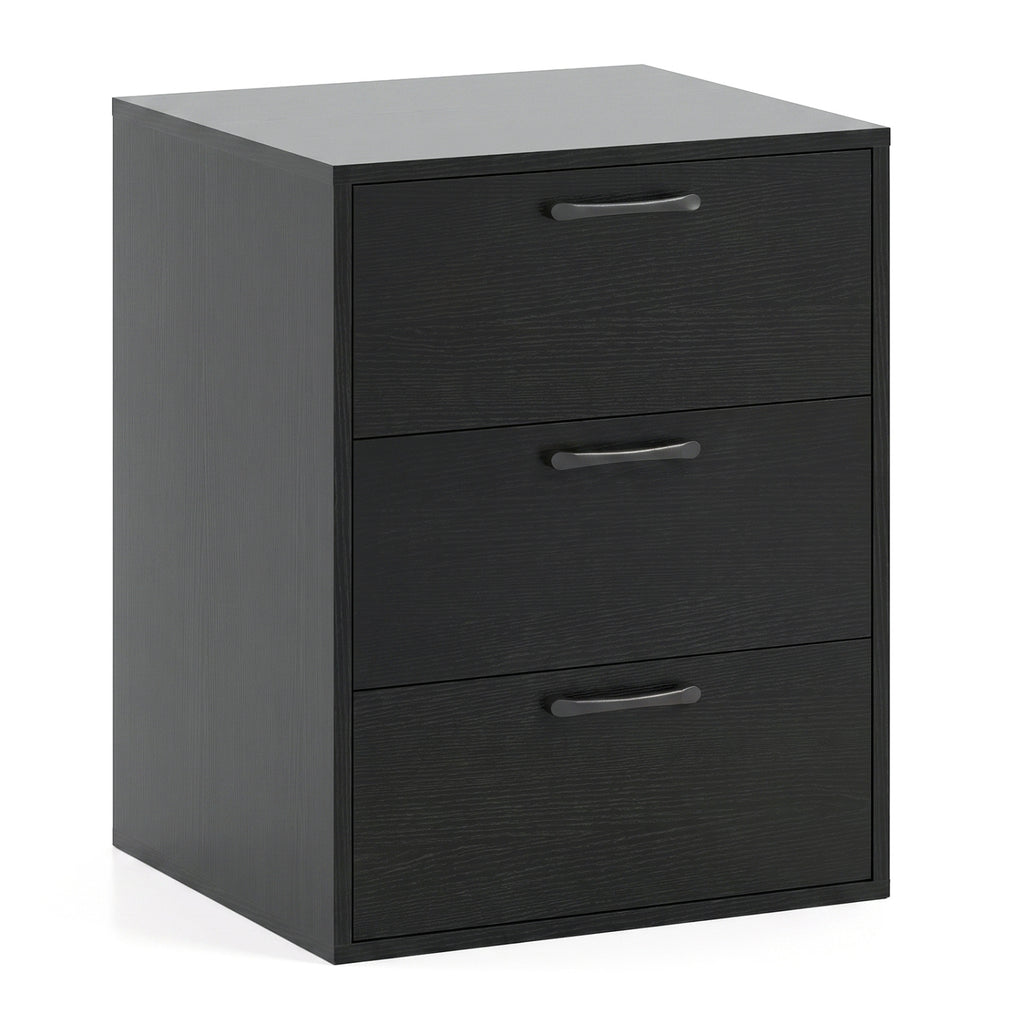 3 Drawer Nightstand with Wood Grain Finish – White