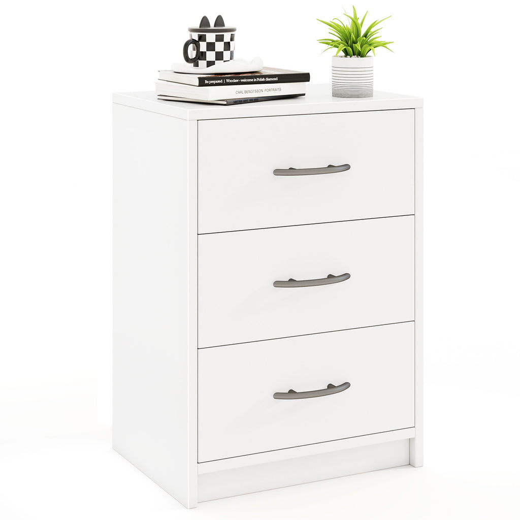 3 Drawer Nightstand with Storage - White