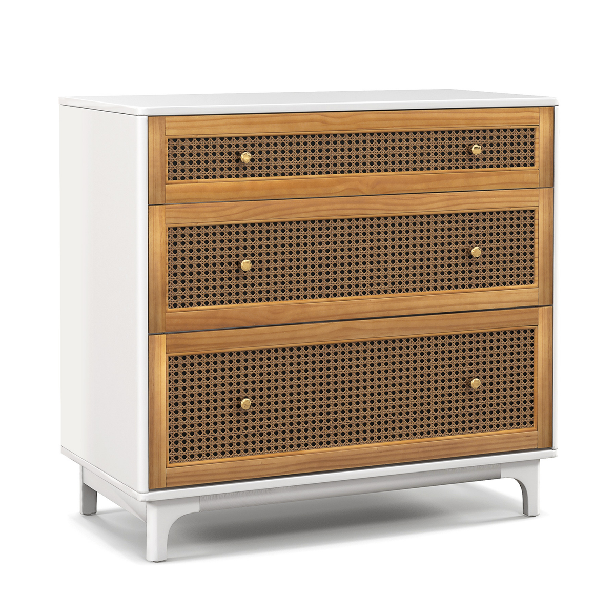 3-Drawer Rattan Dresser Chest, Brown