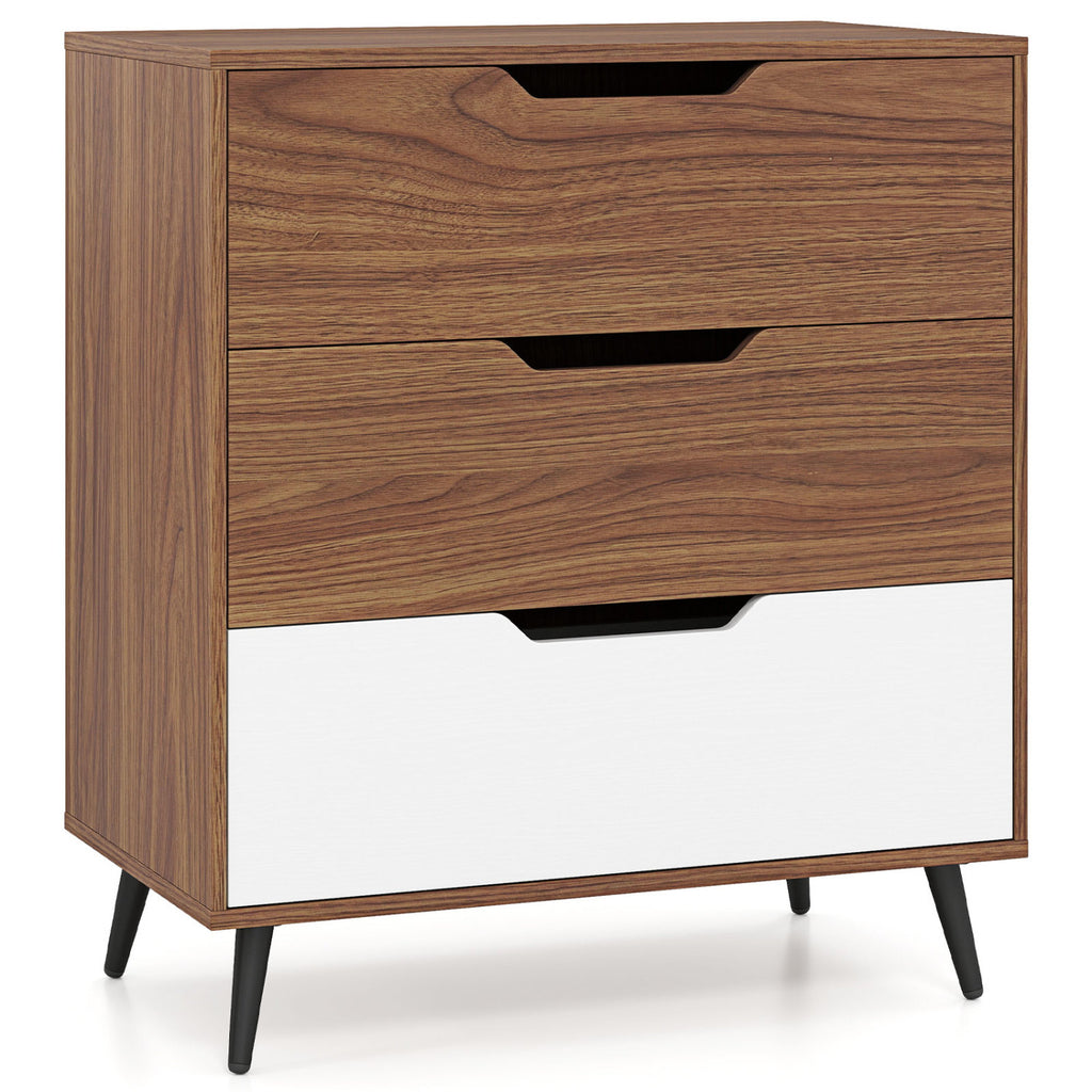 3-Drawer Rustic Farmhouse Wooden Dresser - Walnut