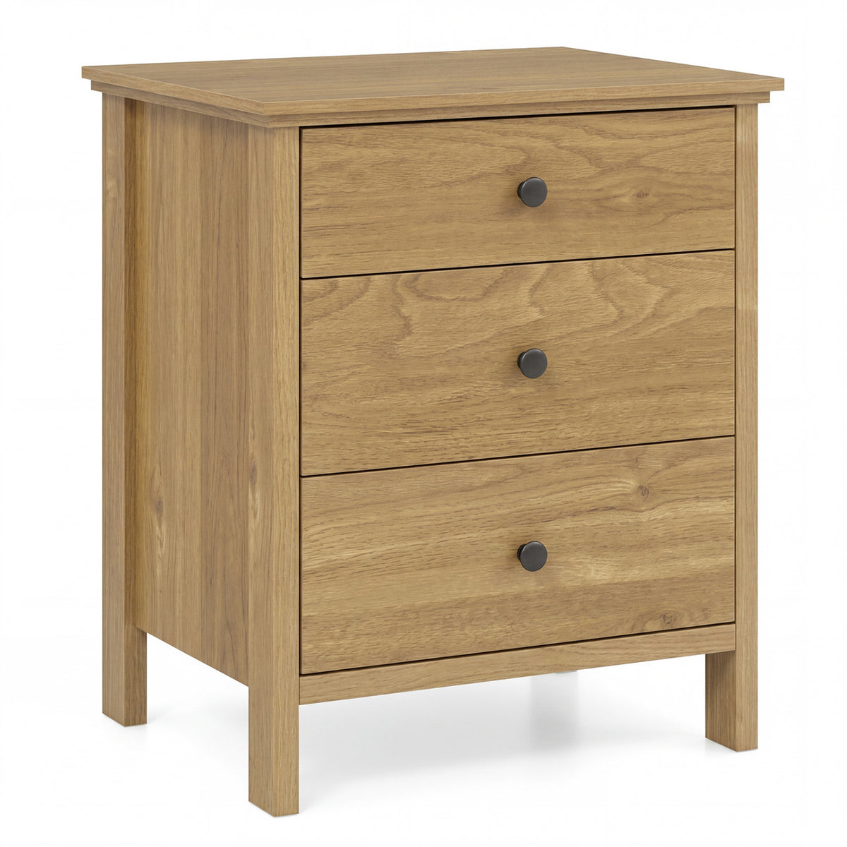 3-Drawer Wooden Nightstand - Natural